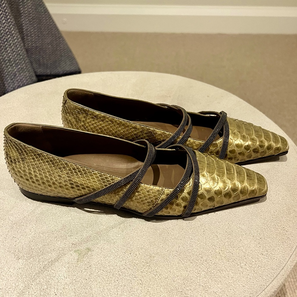 Brunello Cucinelli Flats with Shiny Monili Detail - Size 39 NWOT